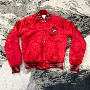 VTG 80s Louisville Cardinals Varsity Jacket Sz 14/16 Red Chalk Line NCAA Snap Up